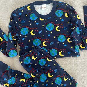 NWOT HANNA ANDERSSON WOMEN'S ORGANIC LOVE YOU TO THE MOON PAJAMAS S